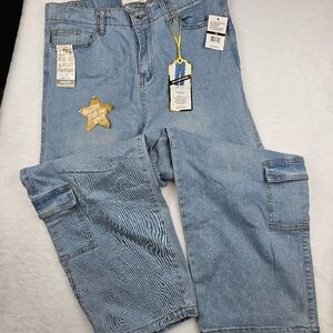 NWT Wide Leg Cargo Jeans Joggers Jr. Plus 16 Skater Sk8 Denim Trendy Trend
